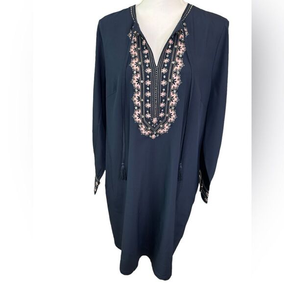 Chico’s Navy Embellished Midi Dress Size 2 12/14 - Picture 5 of 10